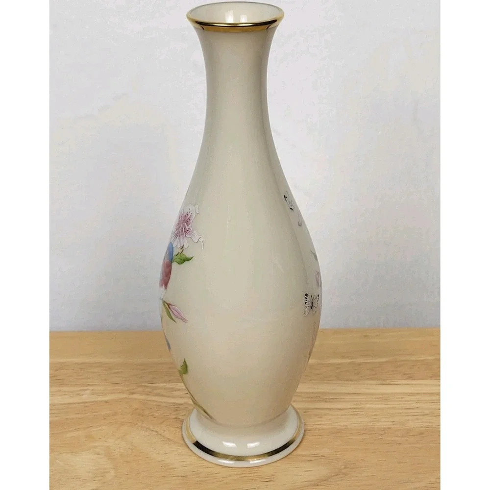 Lenox Eternal Love Bud Vase Bluebirds Floral 24K Gold‎ Trim USA Vintage Romantic